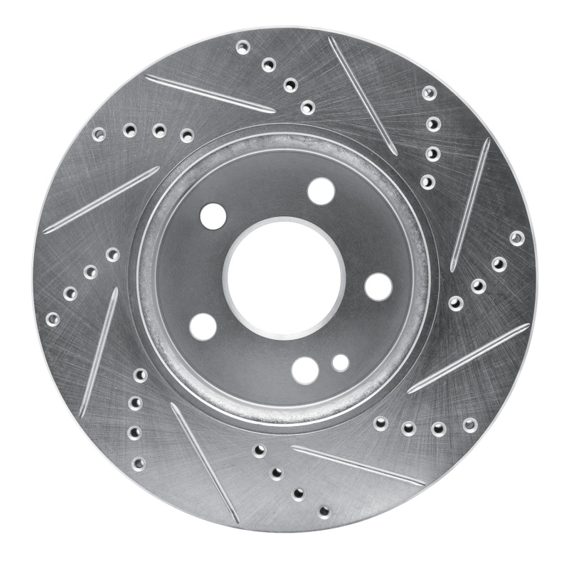 Mercedes-Benz B200 Brake Rotor (1) - Front Left - R1 Concepts - Drilled & Slotted - Silver - `06-`11